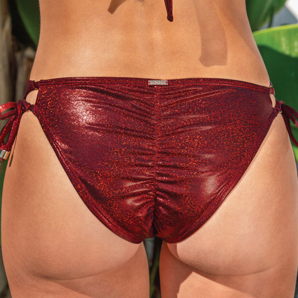 EDEN SCRUNCH BOTTOM - RUBY RED GLITTER – ENEZ Swimwear